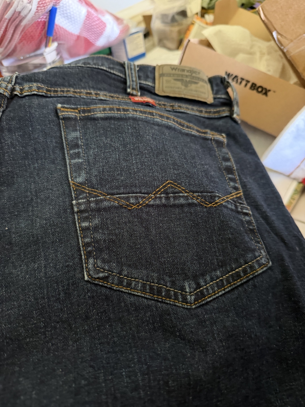 Wrangler Men's Dark Indigo Bootcut Jeans - Gold Stitching